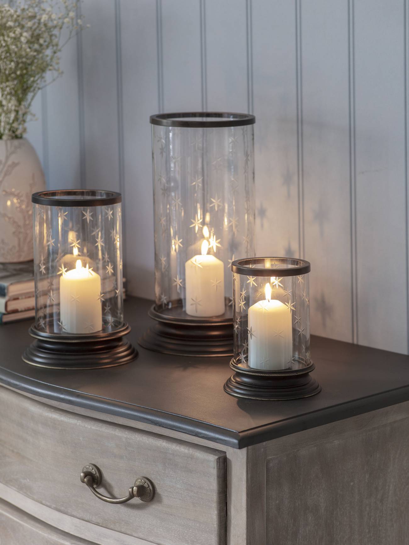 Laura Ashley Dark Bronze Cleverton Hurricane Candle Holder Lamp | Medium